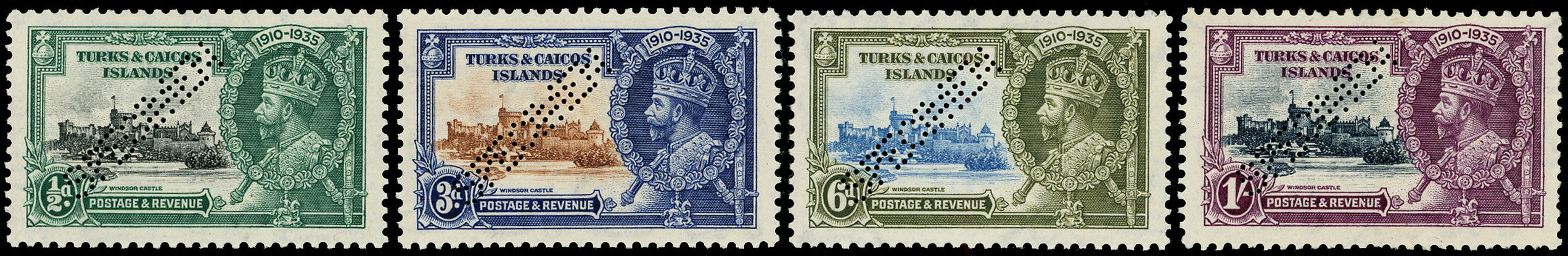 TURKS & CAICOS IS 1935  SG187s/90s Specimen Silver Jubilee set of 4
