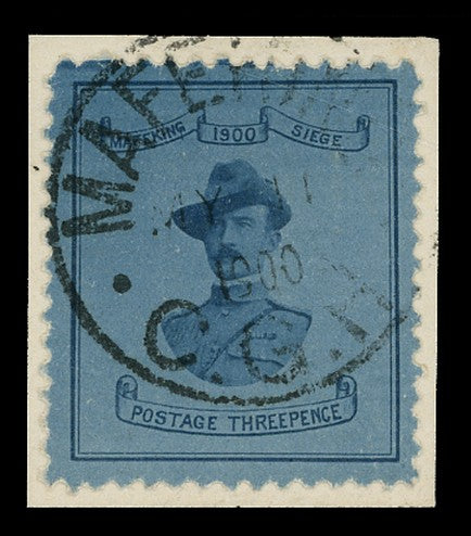 C.G.H. - MAFEKING 1900  SG21 Used 3d pale blue/blue 'Baden-Powell', 21mm wide tied to piece