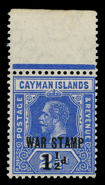 CAYMAN ISLANDS 1917  SG55 Mint unmounted War Tax 1&frac12;d on 2&frac12;d type 16 surcharge