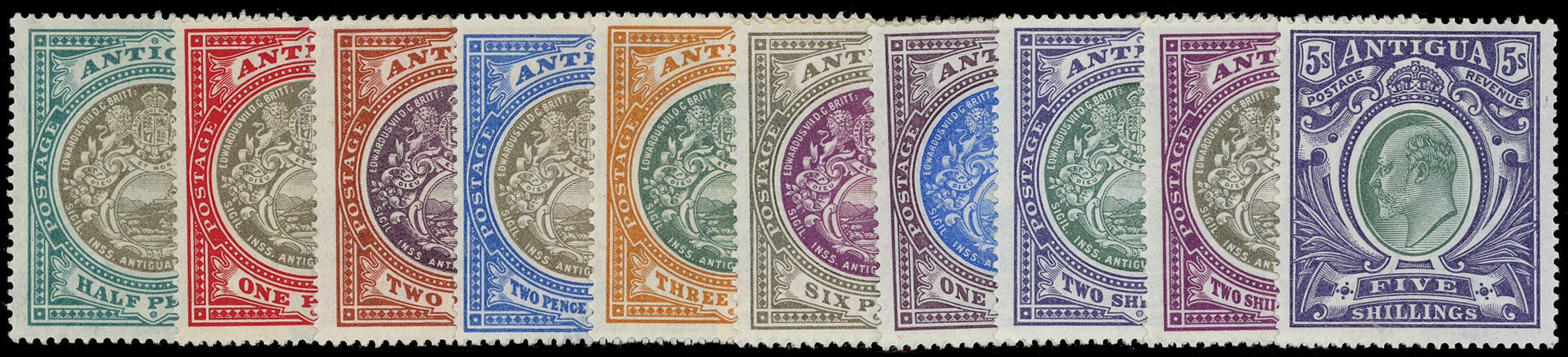 ANTIGUA 1903  SG31/40 Mint KEVII set of 10 to 5s