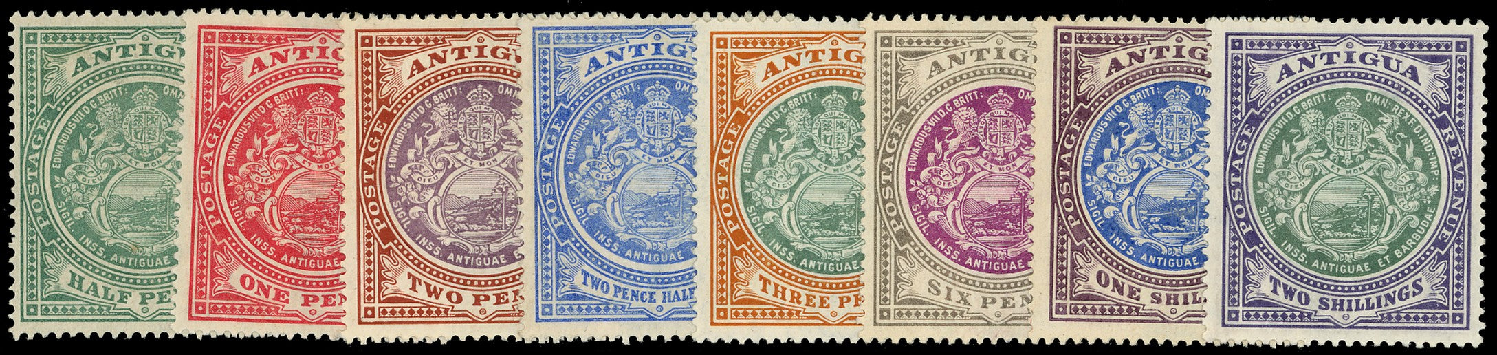ANTIGUA 1908  SG41/50 Mint set of 8 to 2s watermark multiple Crown CA