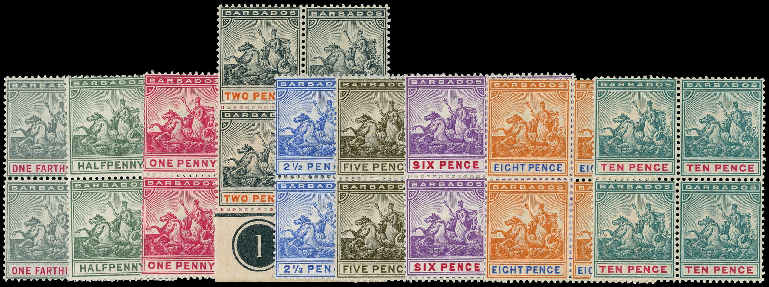 BARBADOS 1892  SG105/13 Mint Britannia short set of 9 to 10d