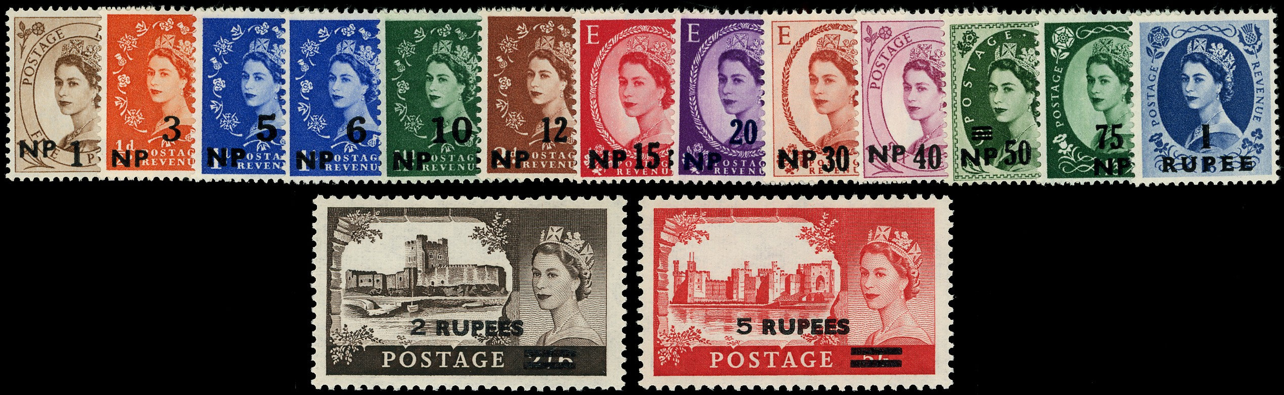 BR PAs IN E ARABIA 1960  SG79/93 Mint unmounted QEII set of 15 to 5r on 5s