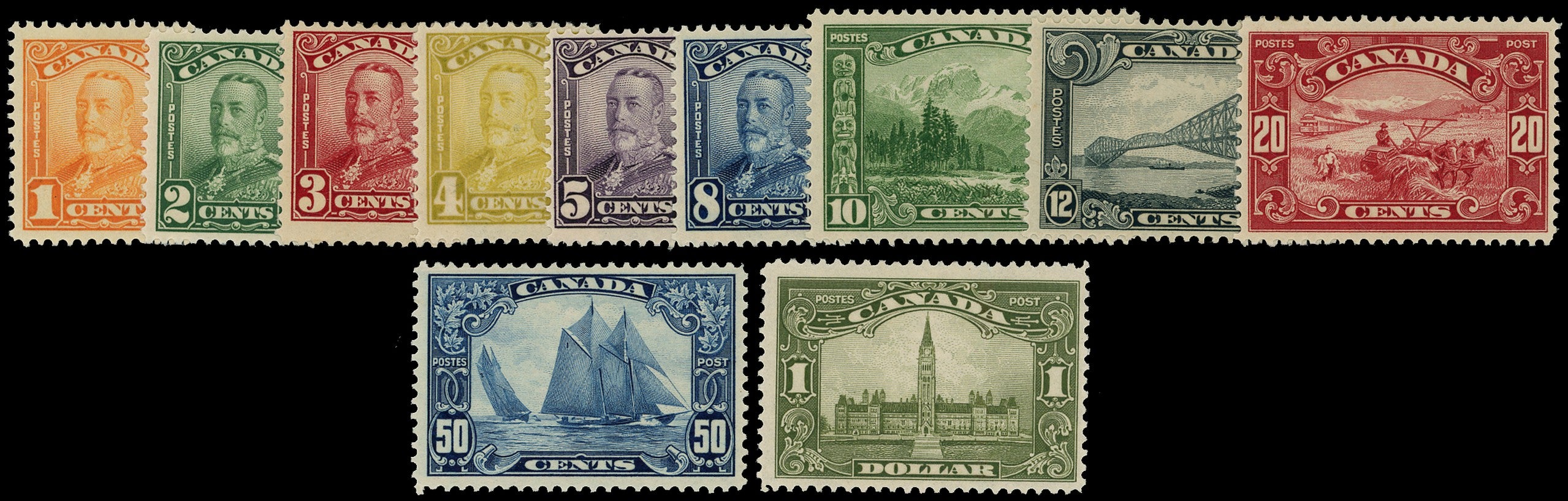 CANADA 1928  SG275/85 Mint Scroll set of 11 to $1