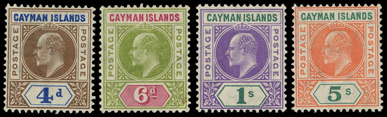 CAYMAN ISLANDS 1907  SG13/16 Mint new colours set of 4 to 5s