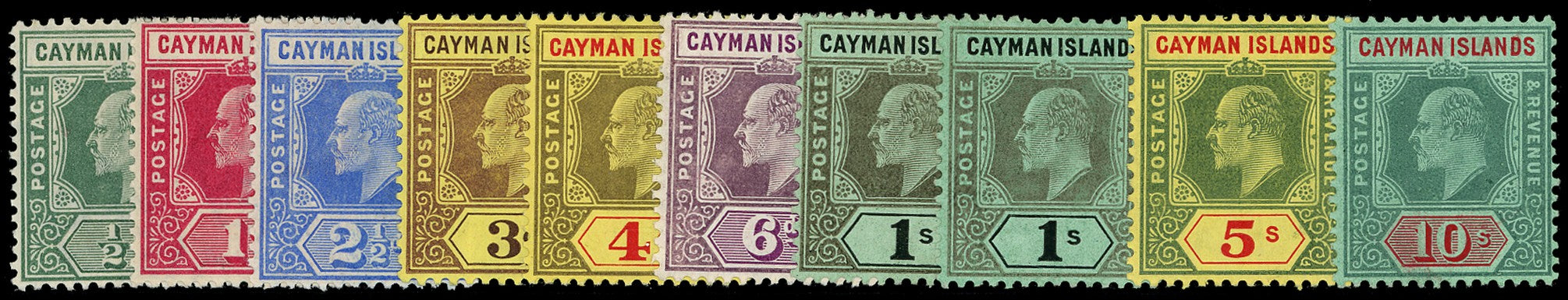 CAYMAN ISLANDS 1907  SG25/34 Mint KEVII set of 10 to 10s