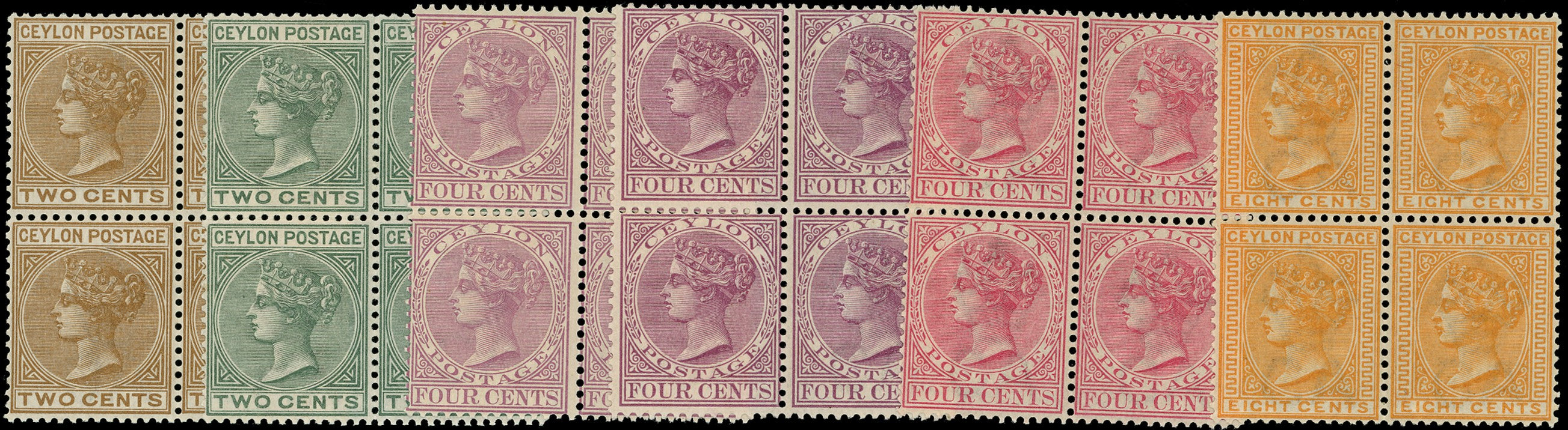 CEYLON 1883  SG146/50 Mint QV 2c to 8c watermark Crown CA