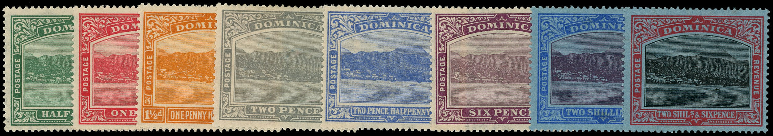 DOMINICA 1921  SG62/70 Mint KGV set of 8 to 2s6d Script watermark