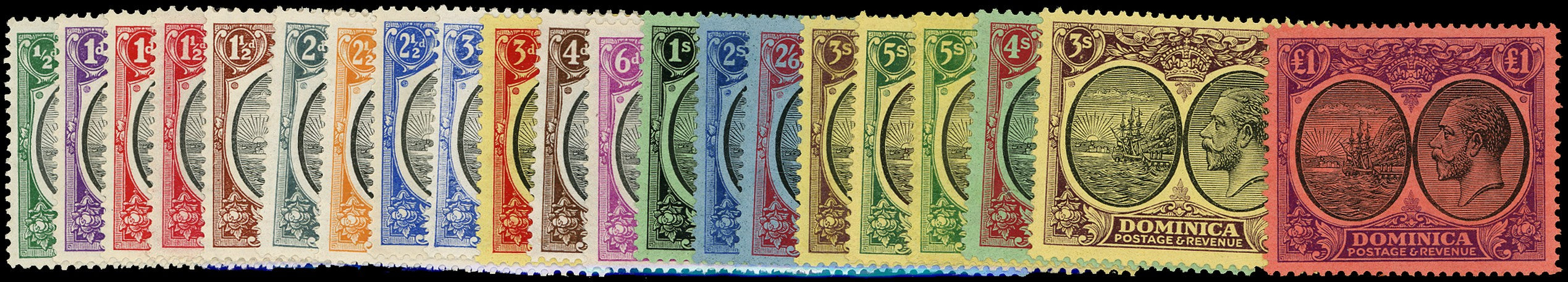 DOMINICA 1923  SG71/91 Mint set of 21 to £1