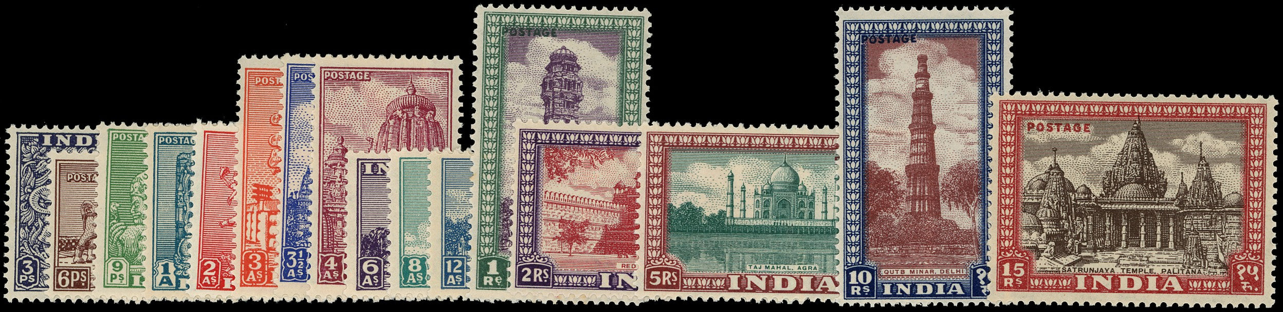 INDIA 1949  SG309/24 Mint unmounted Archaeological set of 16 to 5r