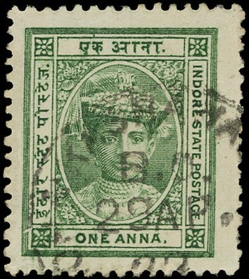 I.F.S. INDORE 1904  SG11b Used 1a green perf 12&frac12;