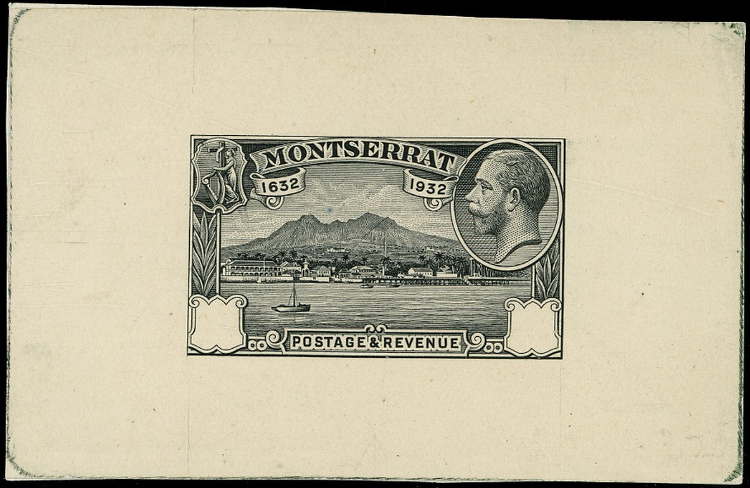 MONTSERRAT 1932  SG84/93 Proof of Tercentenary master die with blank value tablets