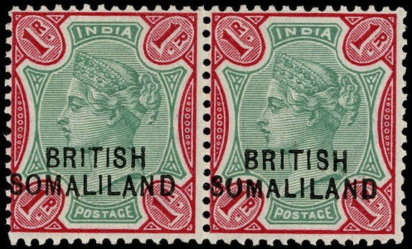 SOMALILAND PROTECT 1903  SG21b Mint QV 1r green and aniline carmine variety SUMALILAND