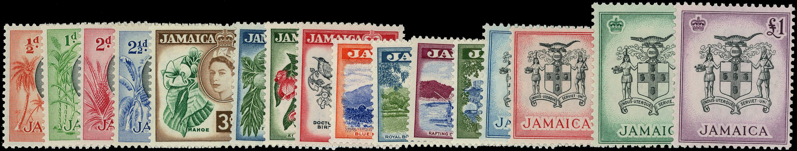 JAMAICA 1956  SG159/74 Mint unmounted QEII set of 16 to £1