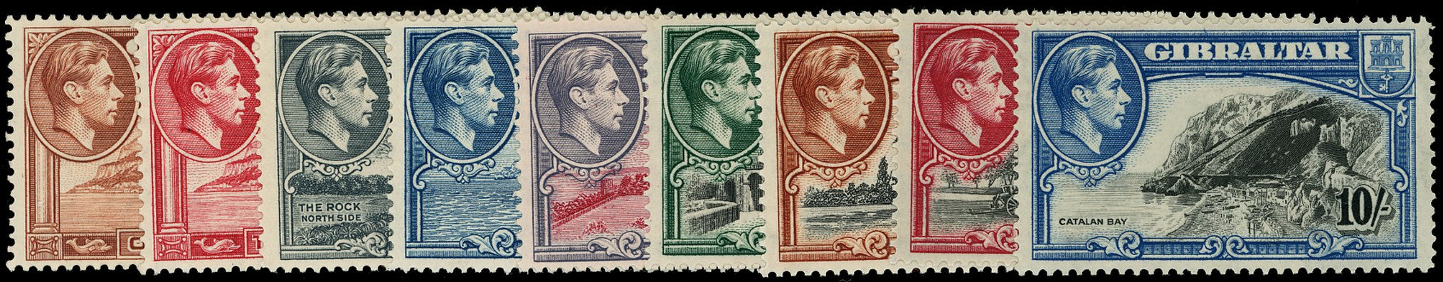 GIBRALTAR 1938  SG122/30 Mint KGVI set of 9 to 10s perf 14