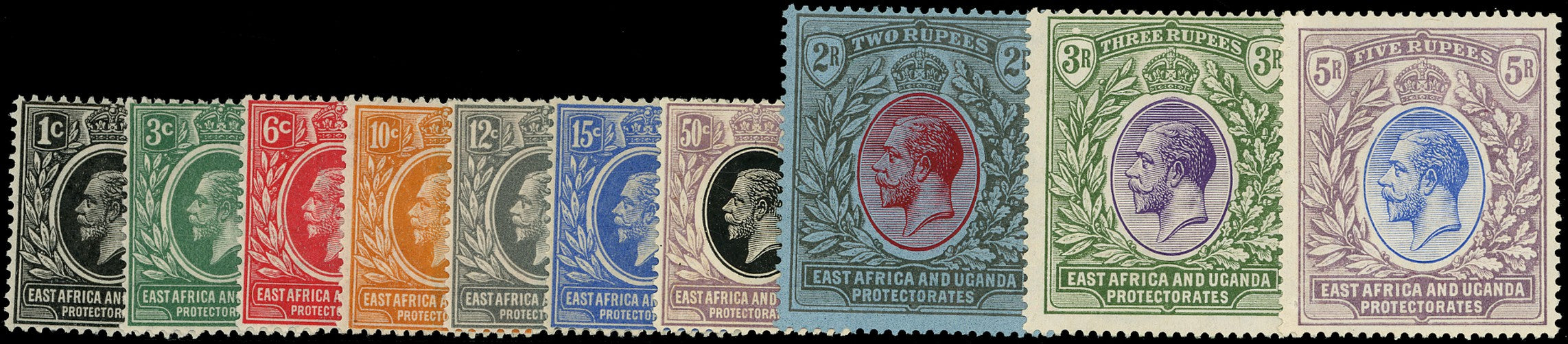 KUT 1921  SG65/74 Mint KGV set of 10 to 5r Script watermark
