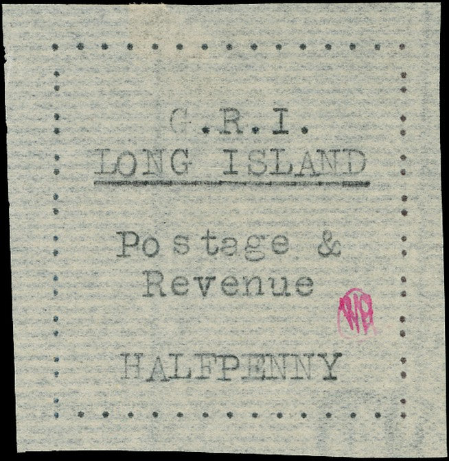 LONG ISLAND 1916  SG7 Mint unused &frac12;d black on horizontally laid paper
