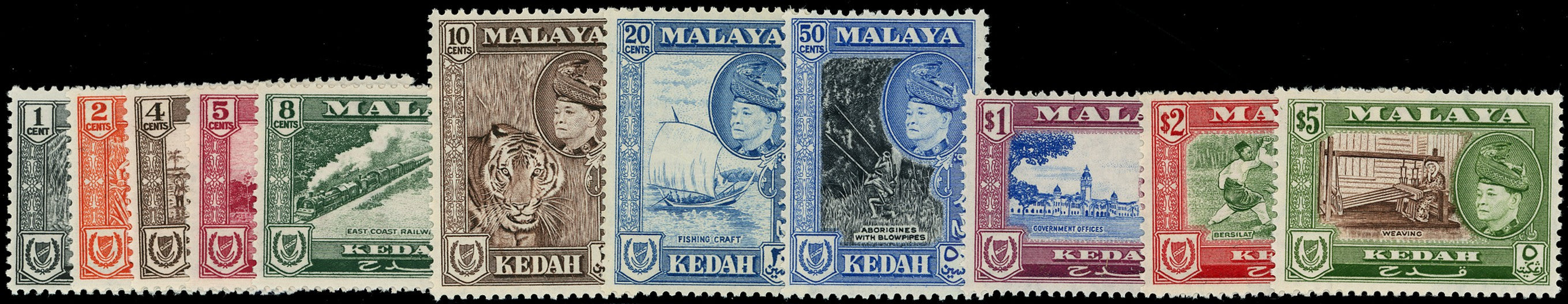 MALAYA - KEDAH 1957  SG92/102 Mint unmounted set of 11 to $5