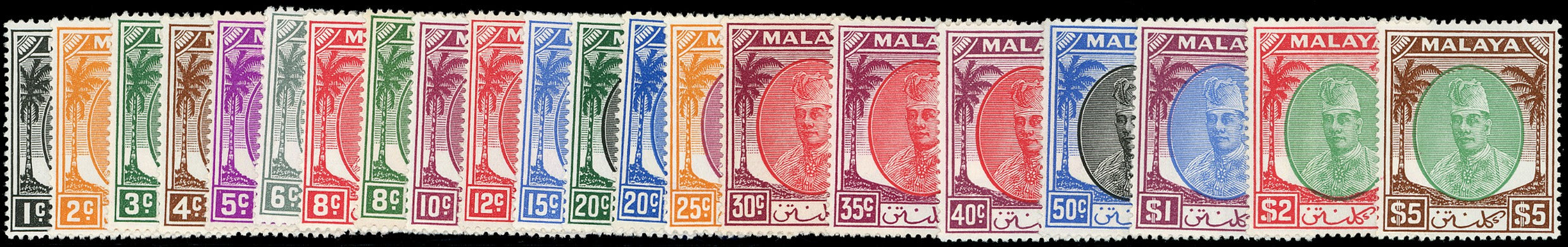 MALAYA - KELANTAN 1951  SG61/81 Mint unmounted set of 15 to $5