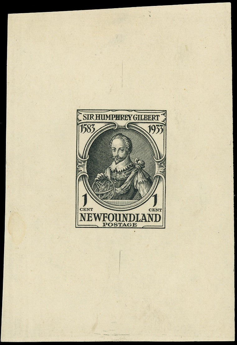 NEWFOUNDLAND 1933  SG236 Proof of Gilbert 1c slate on unwatermarked wove