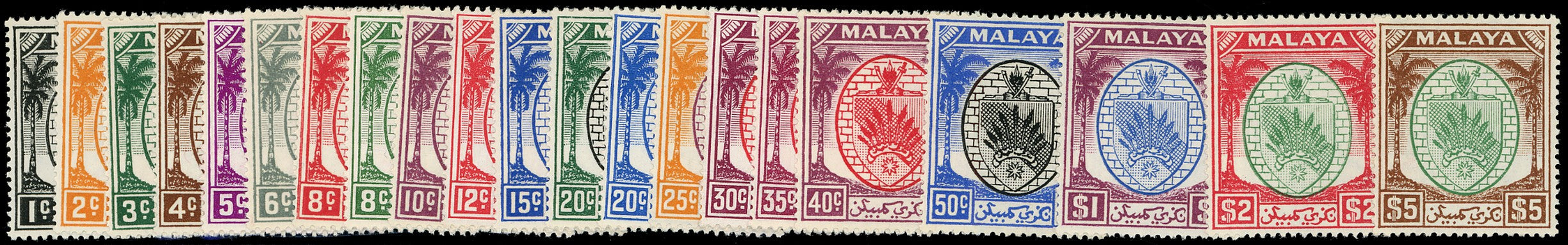 MALAYA - N. SEMBILAN 1949  SG42/62 Mint unmounted Arms set of 21 to $5