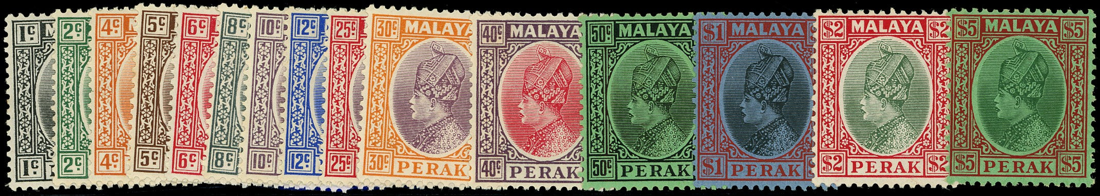 MALAYA - PERAK 1935  SG88/102 Mint set of 15 to $5