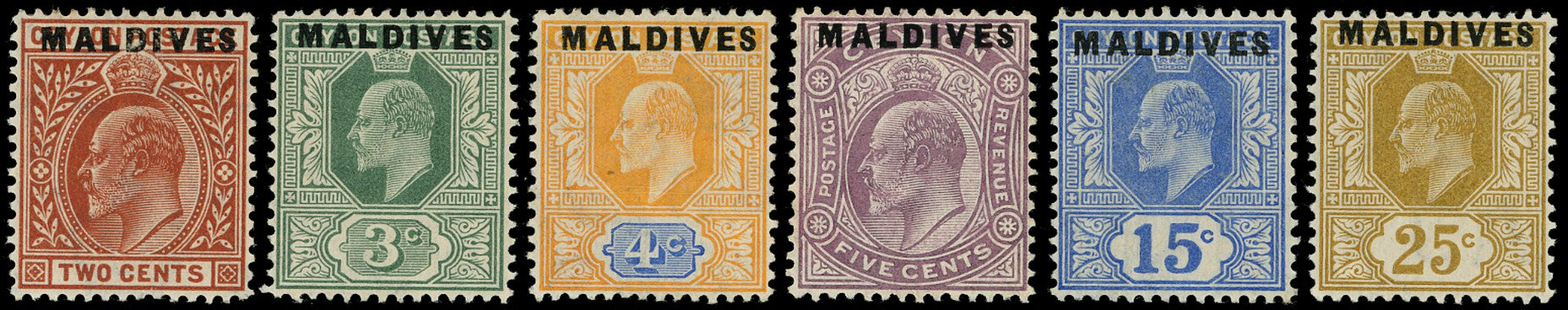 MALDIVE ISLANDS 1895  SG1/6 Mint set of 6 to 25c