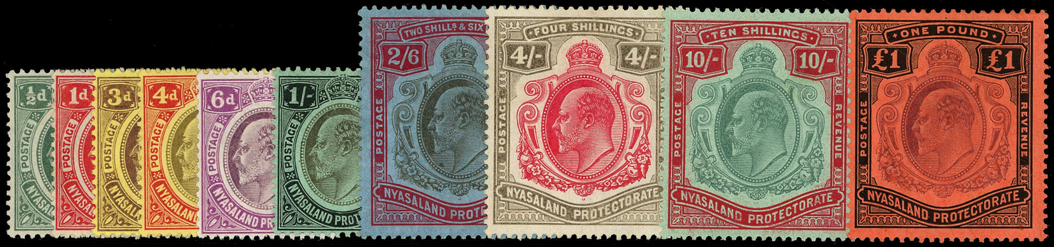 NYASALAND 1908  SG72/81 Mint KEVII set of 10 to £1