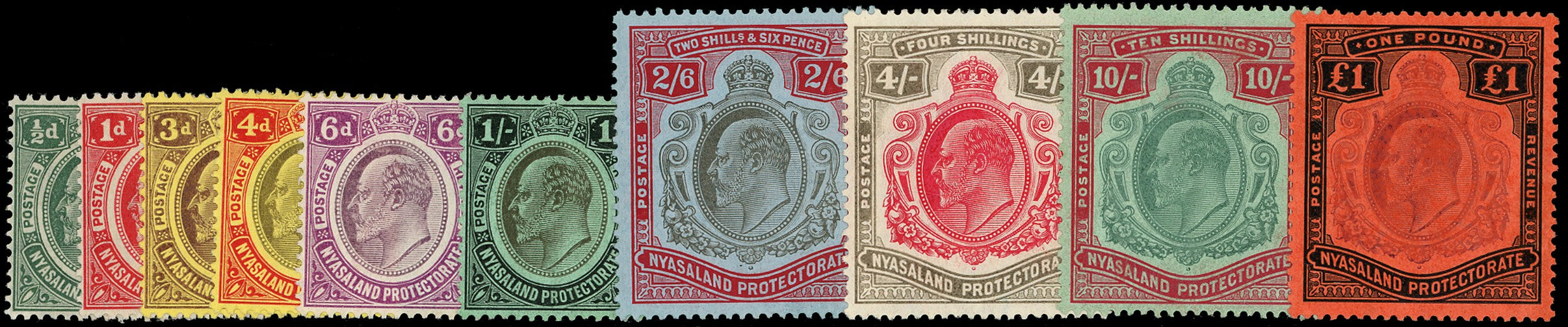 NYASALAND 1908  SG72/81 Mint KEVII set of 10 to £1