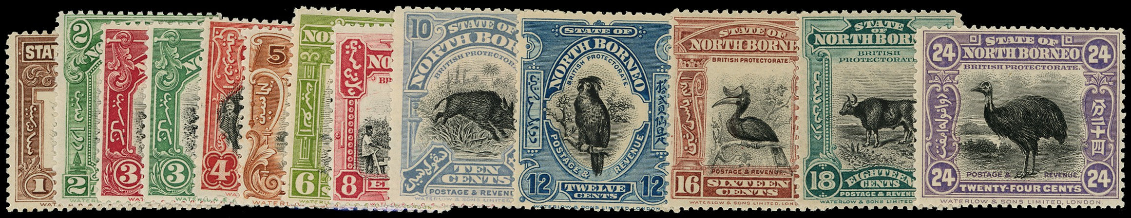NORTH BORNEO 1909  SG158/76 Mint Pictorial set of 13 to 24c perf 13&frac12;-14
