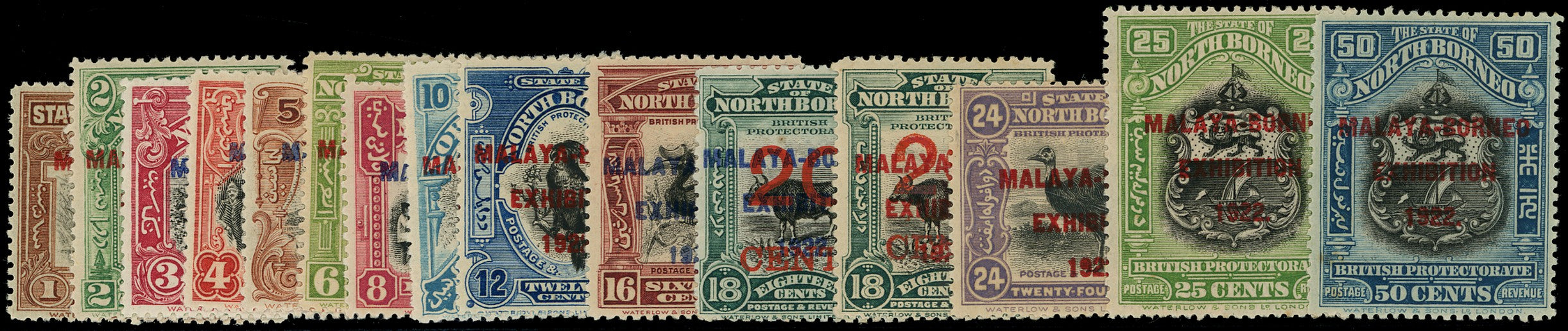NORTH BORNEO 1922  SG253/75 Mint Malaya Borneo Exhibition set of 15 to 50c