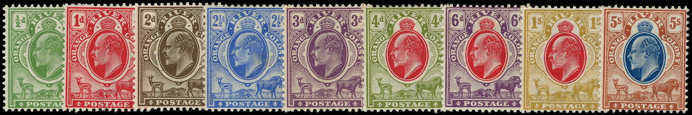 ORANGE FREE STATE 1903  SG139/47 Mint KEVII set of 9 to 5s watermark Crown CA