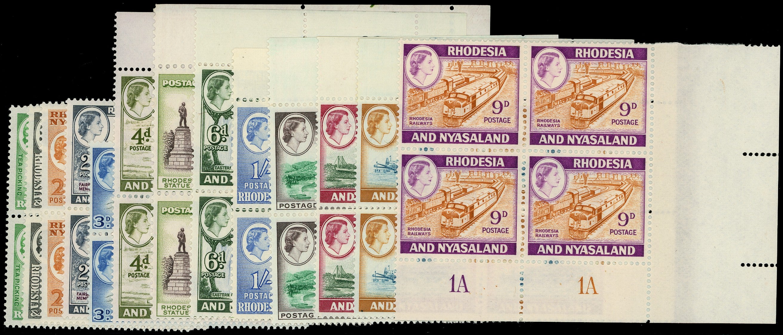 RHODESIA & NYASALAND 1959  SG18/29 Mint short set of 13 to 5s