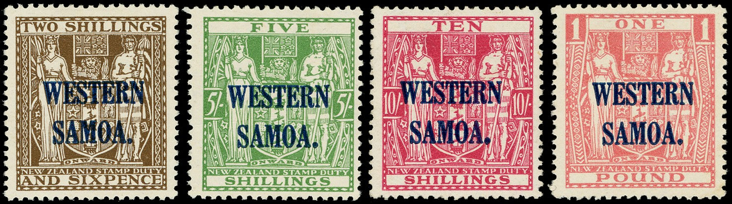 SAMOA 1935  SG189/92 Mint Arms set of 4 to £1 on Cowan paper