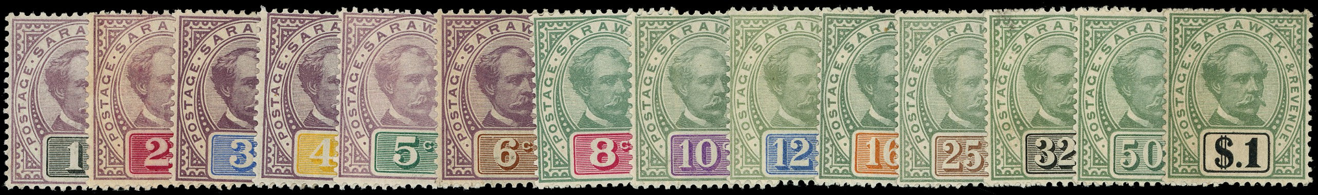 SARAWAK 1888  SG8/21 Mint set of 14 to $1