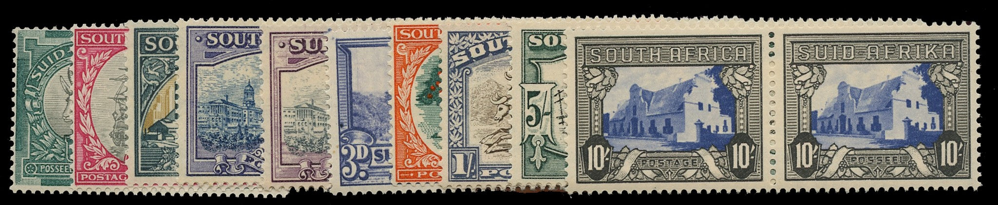 SOUTH AFRICA 1933  SG54/64ca Mint unmounted hyphenated set of 10 to 10s