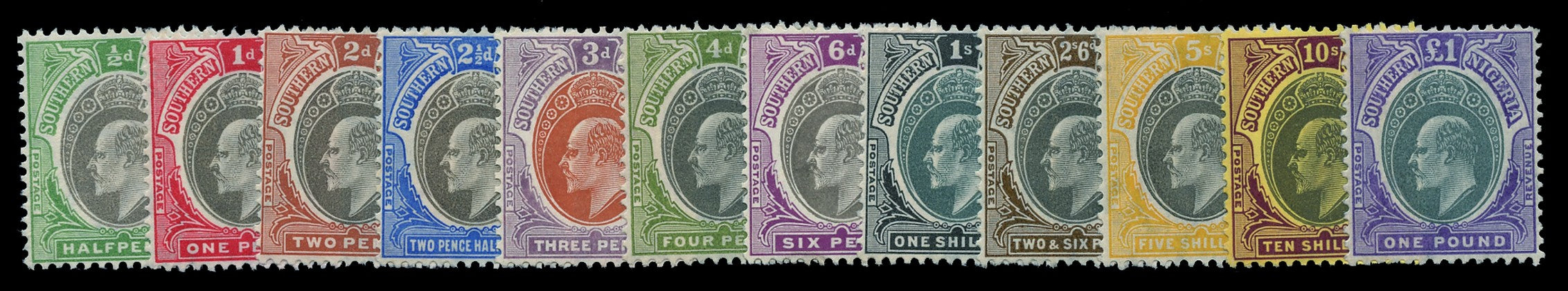 SOUTHERN NIGERIA 1904  SG21/32 Mint KEVII set of 12 to £1 watermark multiple Crown CA