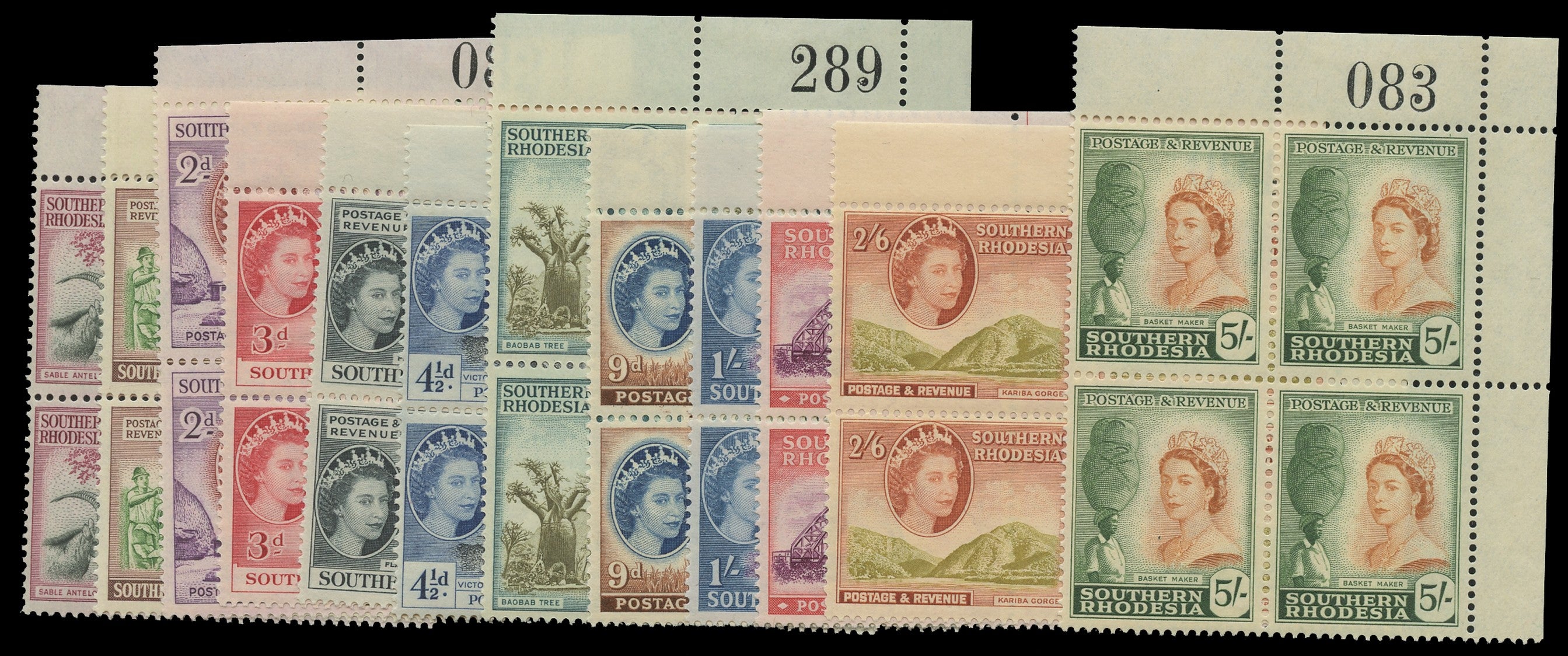 SOUTHERN RHODESIA 1953  SG78/89 Mint unmounted QEII short set of 12 to 5s