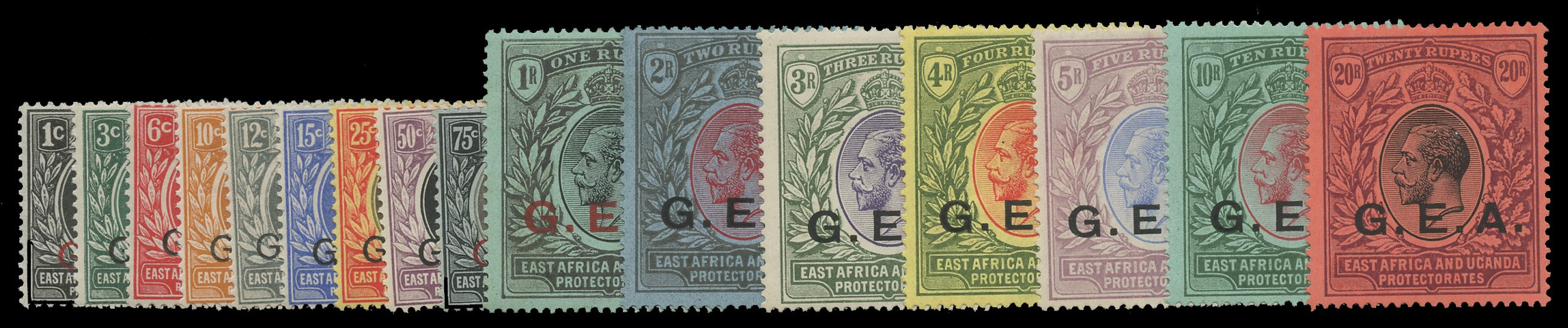 TANGANYIKA 1917  SG45/61 Mint G.E.A. set of 16 to 20r