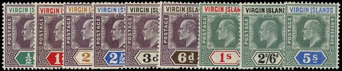 VIRGIN ISLANDS 1904  SG54/62 Mint KEVII set of 9 to 5s
