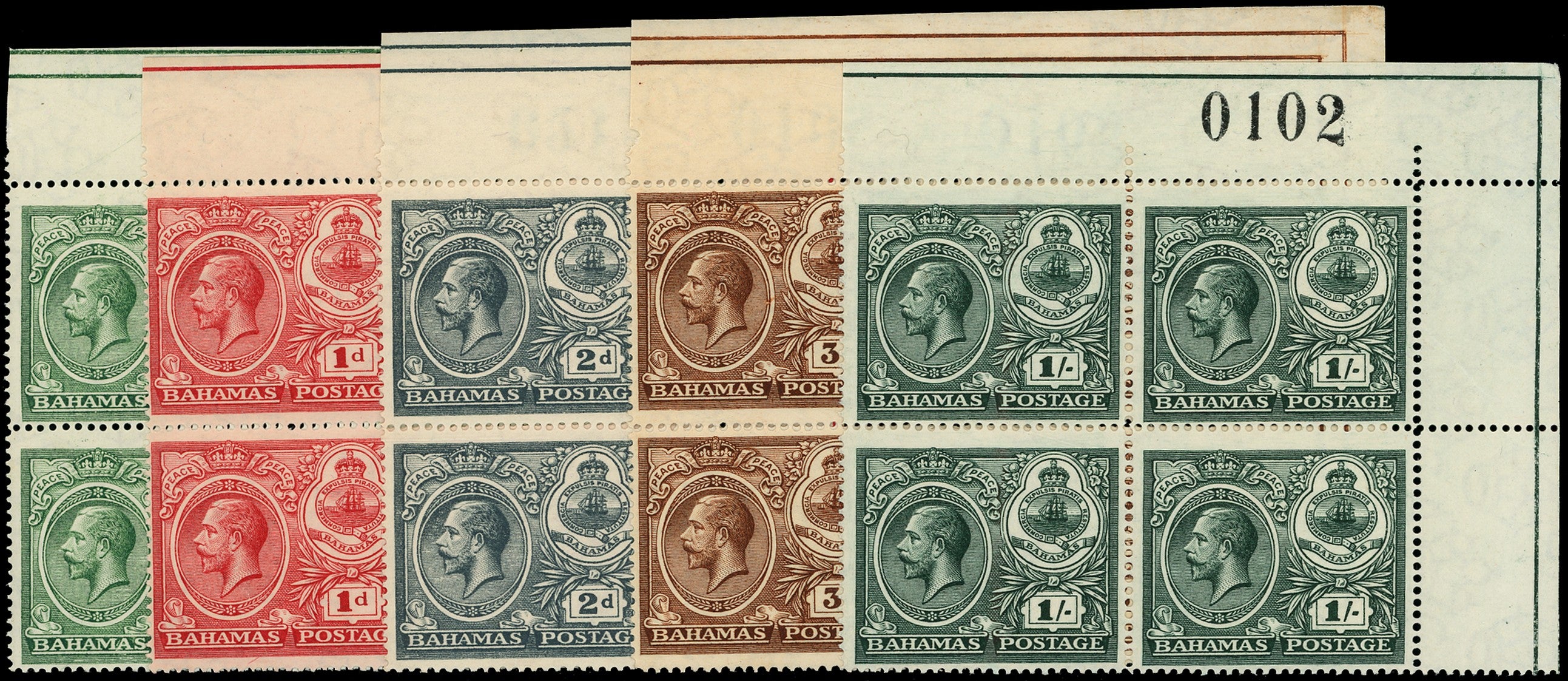 BAHAMAS 1920  SG106/10 Mint Peace set of 5 to 1s