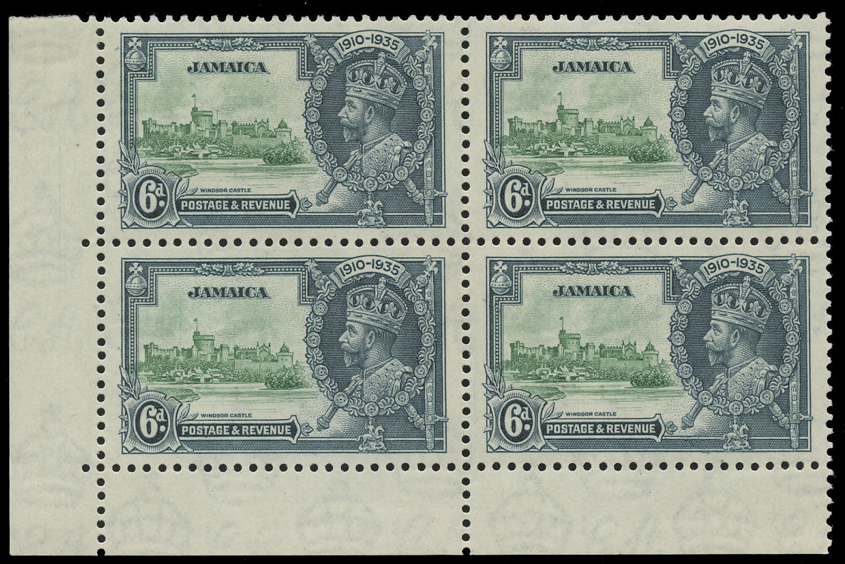 JAMAICA 1935  SG116a Mint Silver Jubilee 6d variety Extra flagstaff