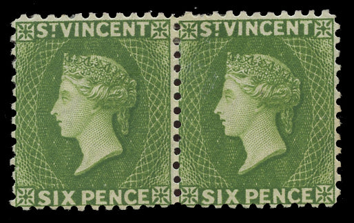 ST VINCENT 1883  SG44 Mint QV 6d bright green perf 12