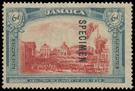 JAMAICA 1921  SG91s Specimen Abolition of Slavery 6d Script watermark unmounted mint