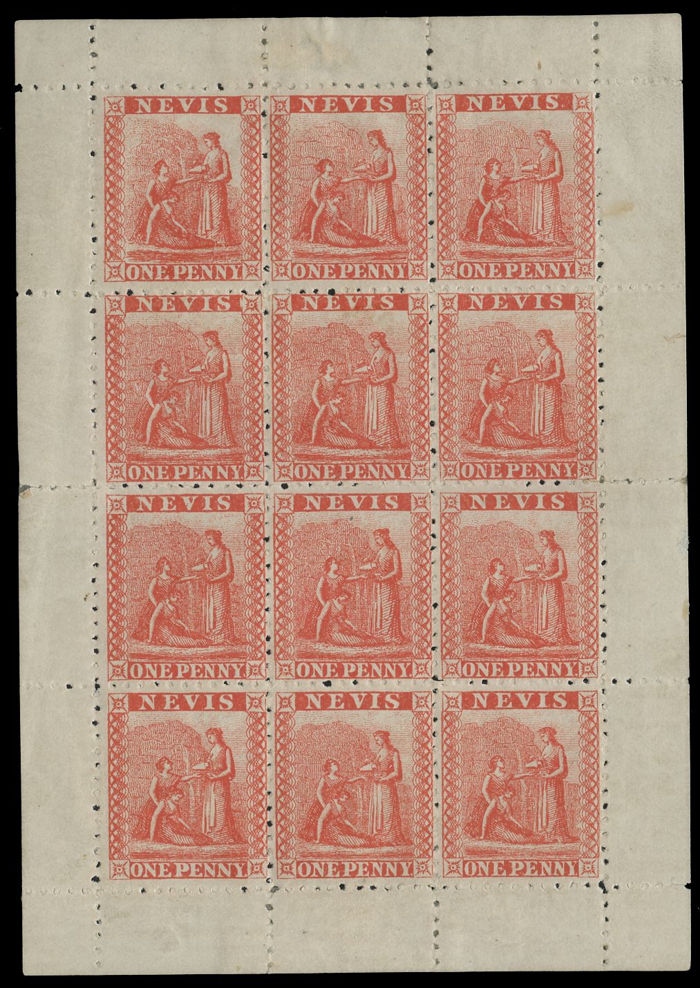 NEVIS 1877  SG22 Mint 1d vermilion-red litho printing perf 11&frac12;