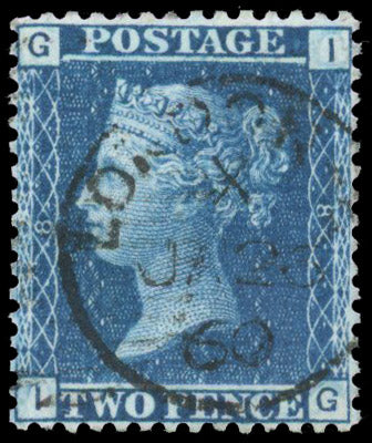 GB 1858  SG45wi Pl.8 Used - Superb watermark inverted London cds