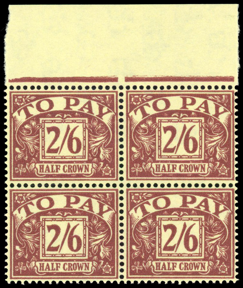 Great Britain 1961 2/6 Postage Due, Inverted Block of Four