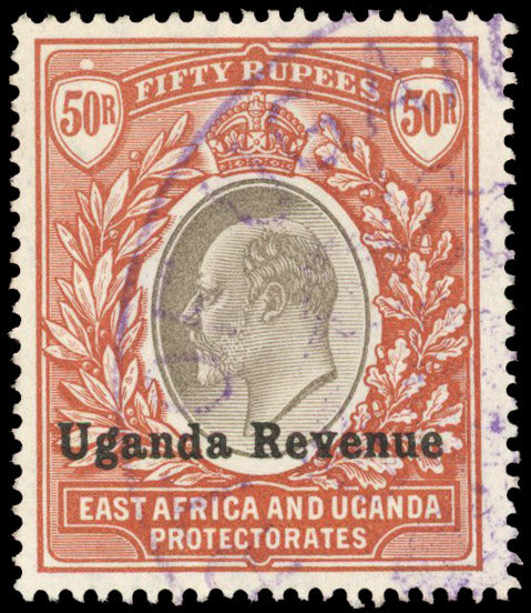 Uganda Revenue: 1903-04 wmk CC 50r Brown & grey