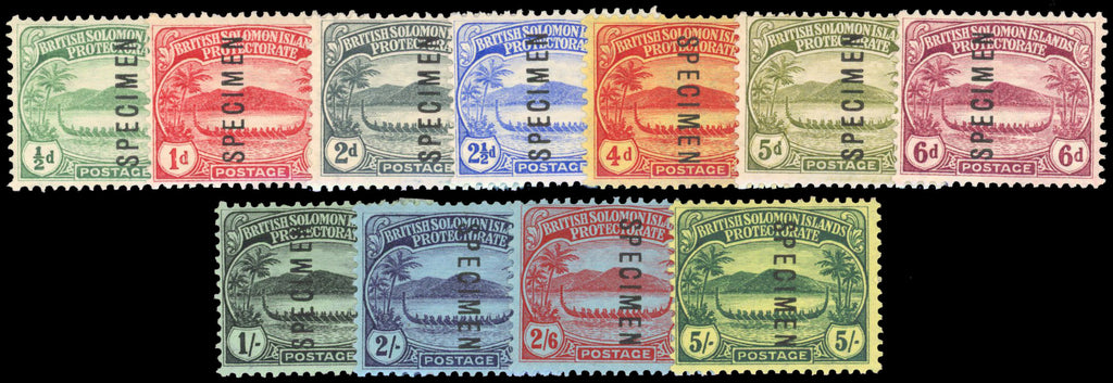 British Solomon Islands SG 8s/17s Specimen 1908-11 Small Canoe set of 11 to 5s