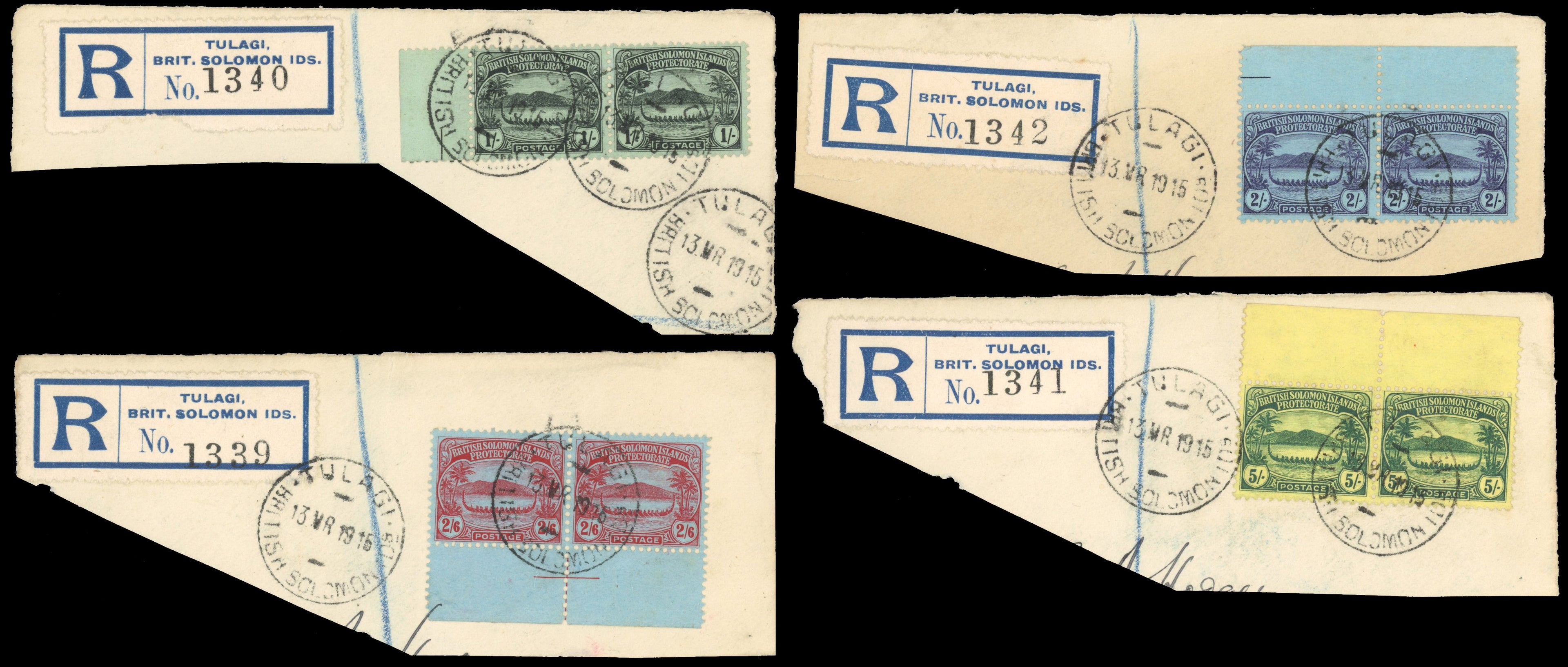 British Solomon Islands SG 14/17 Used 1908-11 Small Canoe 1s to 5s